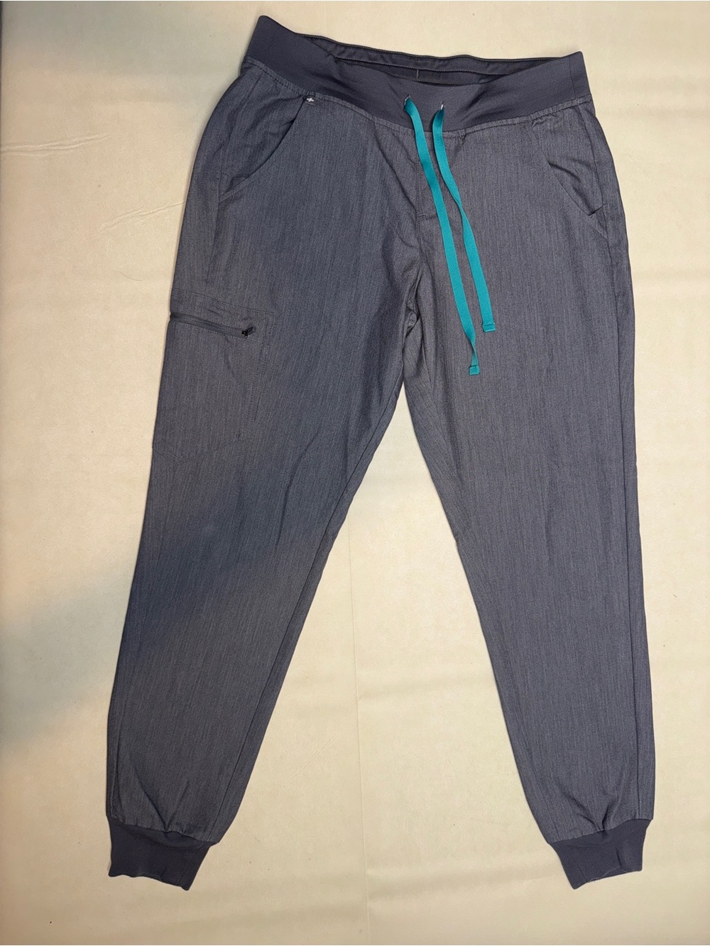 Figs Charcoal Jogger Pants with Teal Drawstring